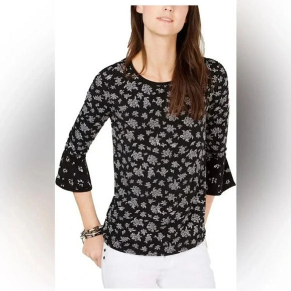 Michael Kors Black Flared Sleeve Blouse - Picture 4 of 8